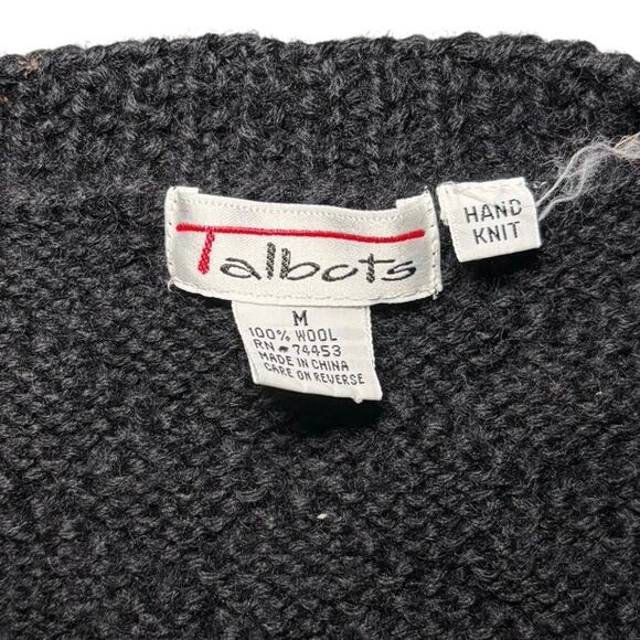 Talbots 100% Wool Hand Knit V Neck Cardigan Sweater Size Medium - Picture 2 of 6